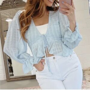 Mable Ruffle Tie Front Blouse